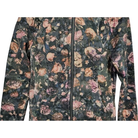 Lululemon Scuba Hoodie Floral Fleece Jacket Black Pink - Picture 5 of 15